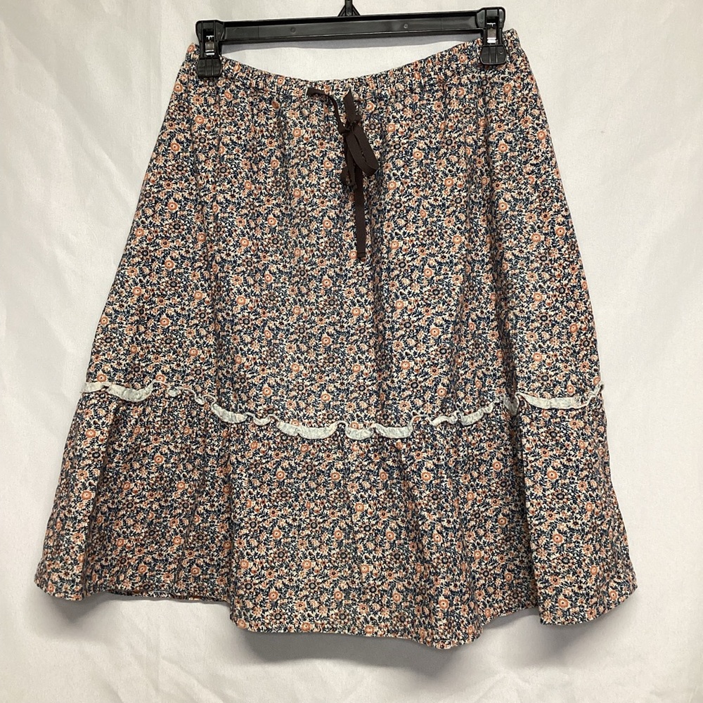 UNIQLO Corduroy Floral Print Pull On Skirt